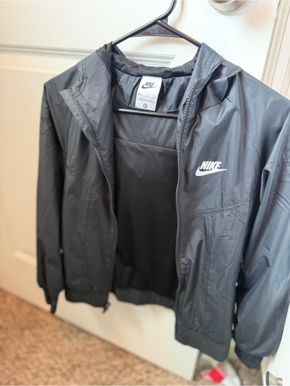 Nike Black Hooded Jacket with White Swoosh